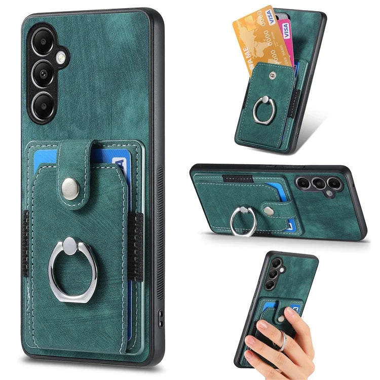 D2 For Samsung Galaxy A34 5G Cell Phone Case Card Holder Ring Kickstand Protection Cover
