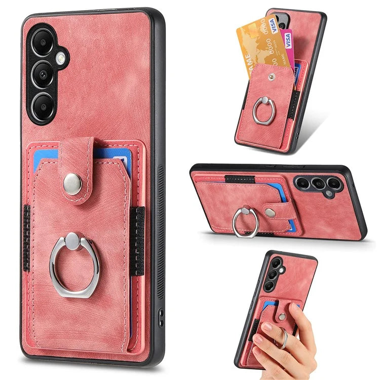 D2 For Samsung Galaxy A34 5G Cell Phone Case Card Holder Ring Kickstand Protection Cover
