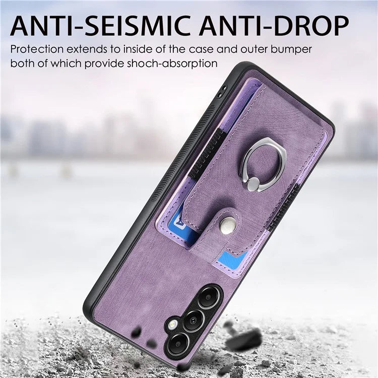 D2 For Samsung Galaxy A34 5G Cell Phone Case Card Holder Ring Kickstand Protection Cover