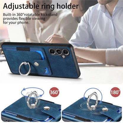 D2 For Samsung Galaxy A05s 4G Case Leather+TPU Card Holder Phone Cover with Ring Holder