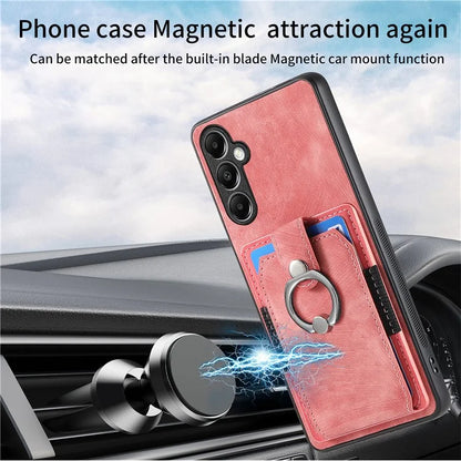 D2 For Samsung Galaxy A05s 4G Case Leather+TPU Card Holder Phone Cover with Ring Holder