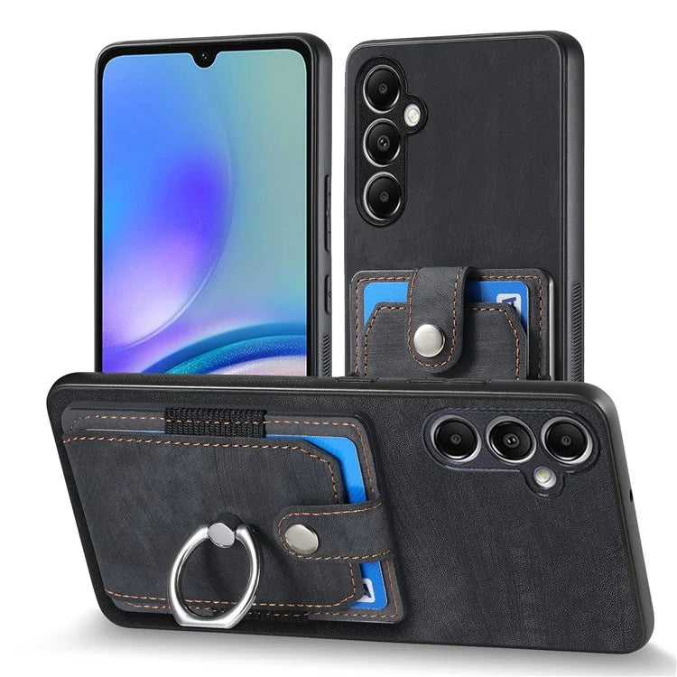D2 For Samsung Galaxy A13 5G / A04s 4G (164.7 x 76.7 x 9.1 mm) Card Slot Case Kickstand TPU+PU Leather Phone Shell