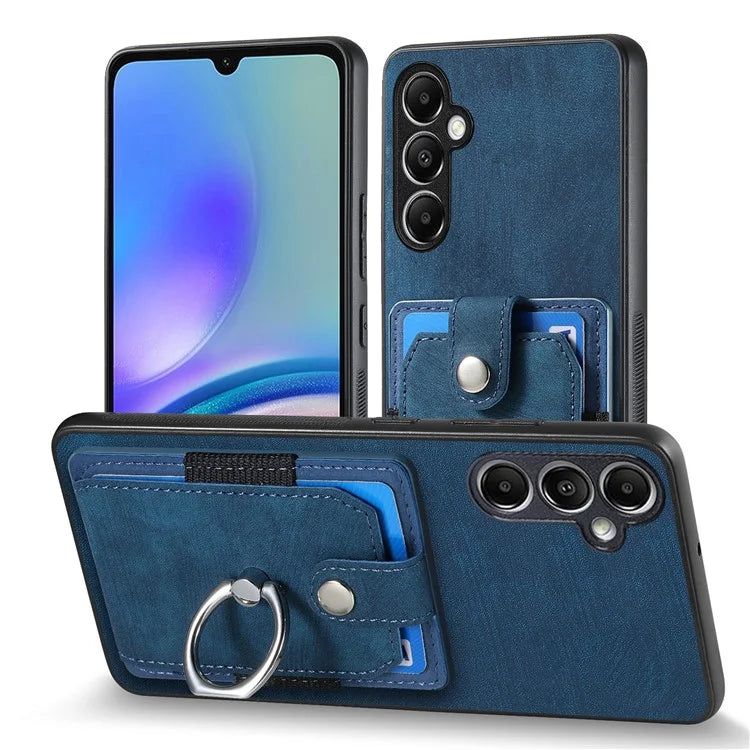 D2 For Samsung Galaxy A13 5G / A04s 4G (164.7 x 76.7 x 9.1 mm) Card Slot Case Kickstand TPU+PU Leather Phone Shell