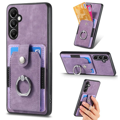 D2 For Samsung Galaxy A13 5G / A04s 4G (164.7 x 76.7 x 9.1 mm) Card Slot Case Kickstand TPU+PU Leather Phone Shell