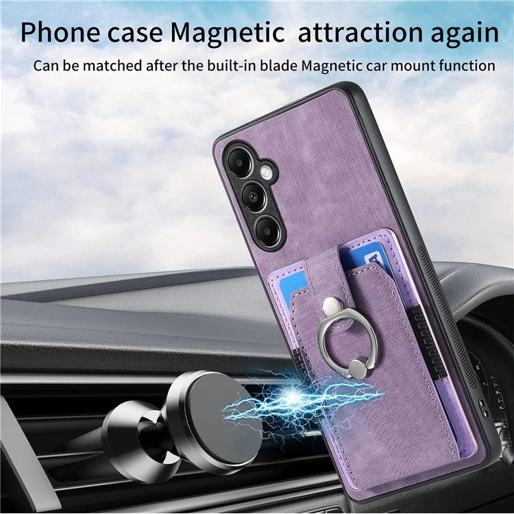 D2 For Samsung Galaxy A13 5G / A04s 4G (164.7 x 76.7 x 9.1 mm) Card Slot Case Kickstand TPU+PU Leather Phone Shell