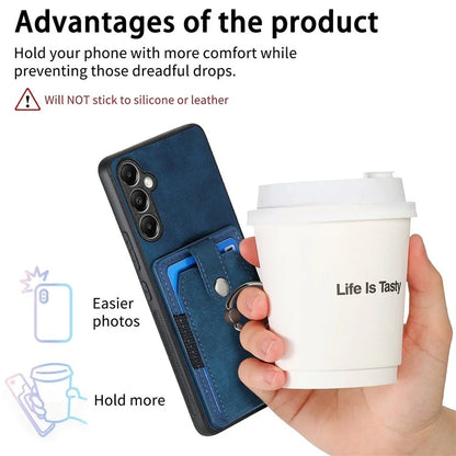 D2 For Samsung Galaxy A14 5G / A14 4G Case Rotation Ring Kickstand Phone Shell with Card Slot
