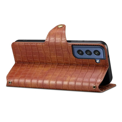 For Samsung Galaxy S21 FE 5G Case Crocodile Texture Leather Flip Phone Cover