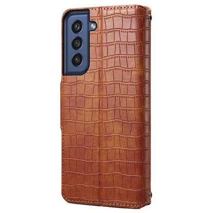 For Samsung Galaxy S21 FE 5G Case Crocodile Texture Leather Flip Phone Cover