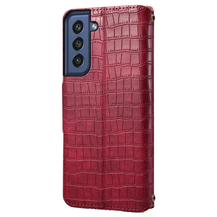 For Samsung Galaxy S21 FE 5G Case Crocodile Texture Leather Flip Phone Cover