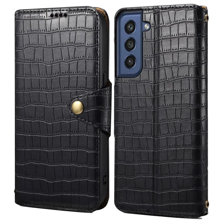 For Samsung Galaxy S21 FE 5G Case Crocodile Texture Leather Flip Phone Cover