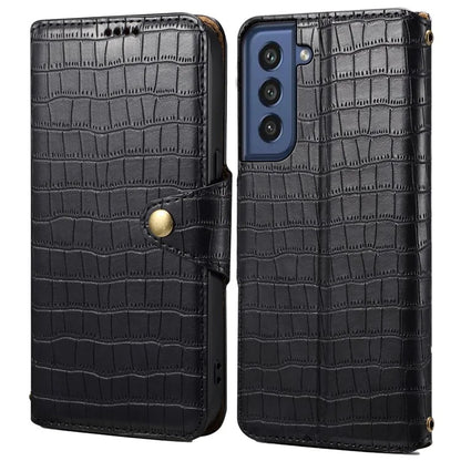 For Samsung Galaxy S21 FE 5G Case Crocodile Texture Leather Flip Phone Cover