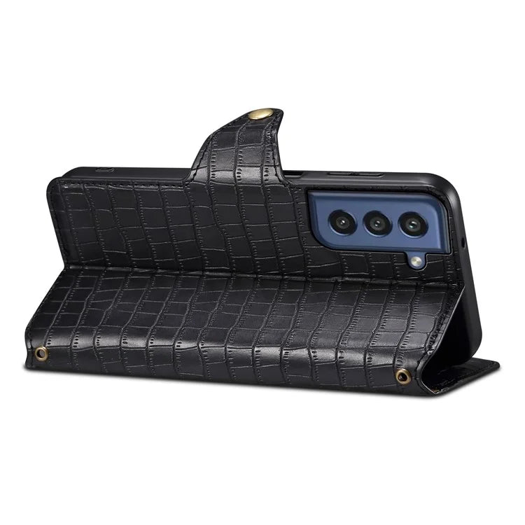 For Samsung Galaxy S21 FE 5G Case Crocodile Texture Leather Flip Phone Cover