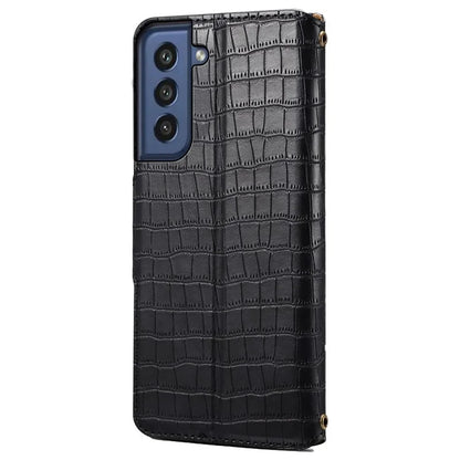 For Samsung Galaxy S21 FE 5G Case Crocodile Texture Leather Flip Phone Cover