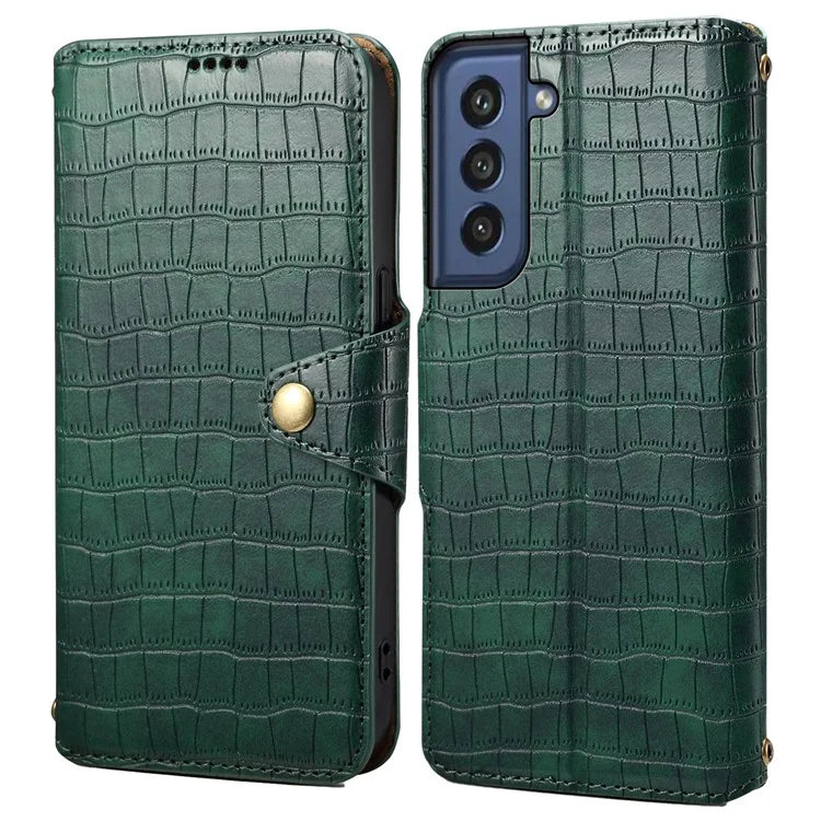 For Samsung Galaxy S21 FE 5G Case Crocodile Texture Leather Flip Phone Cover