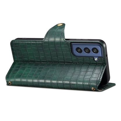 For Samsung Galaxy S21 FE 5G Case Crocodile Texture Leather Flip Phone Cover