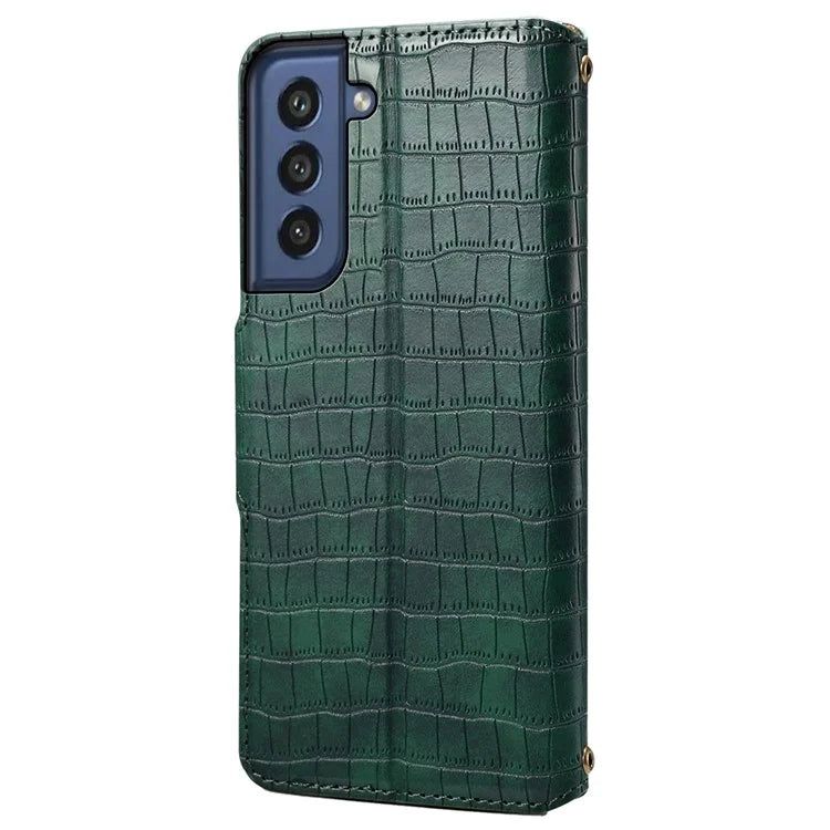 For Samsung Galaxy S21 FE 5G Case Crocodile Texture Leather Flip Phone Cover