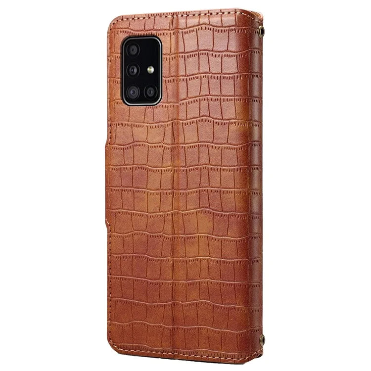 For Samsung Galaxy A51 4G SM-A515 Wallet Case PU Leather Crocodile Texture Phone Cover