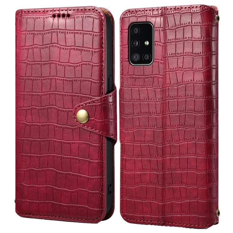 For Samsung Galaxy A51 4G SM-A515 Wallet Case PU Leather Crocodile Texture Phone Cover