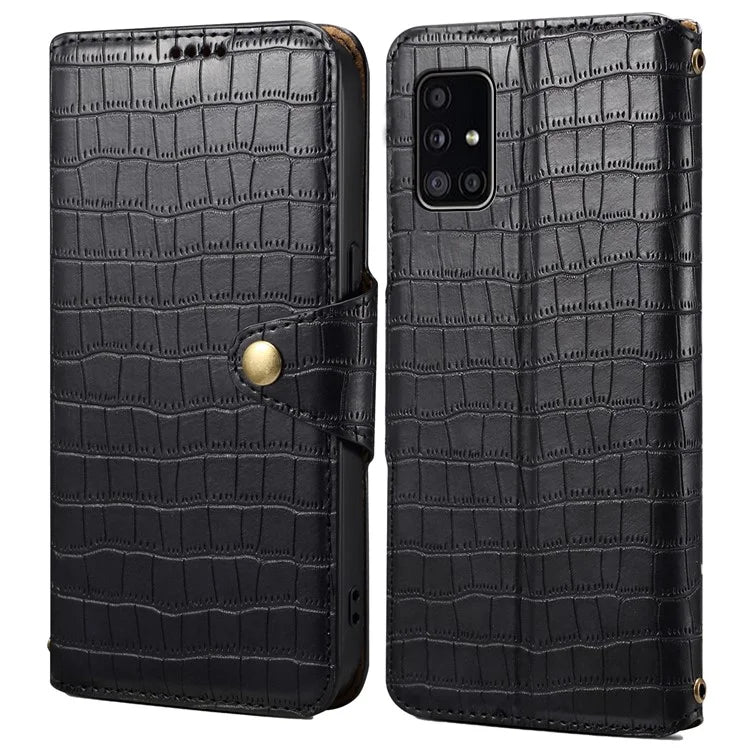 For Samsung Galaxy A51 4G SM-A515 Wallet Case PU Leather Crocodile Texture Phone Cover