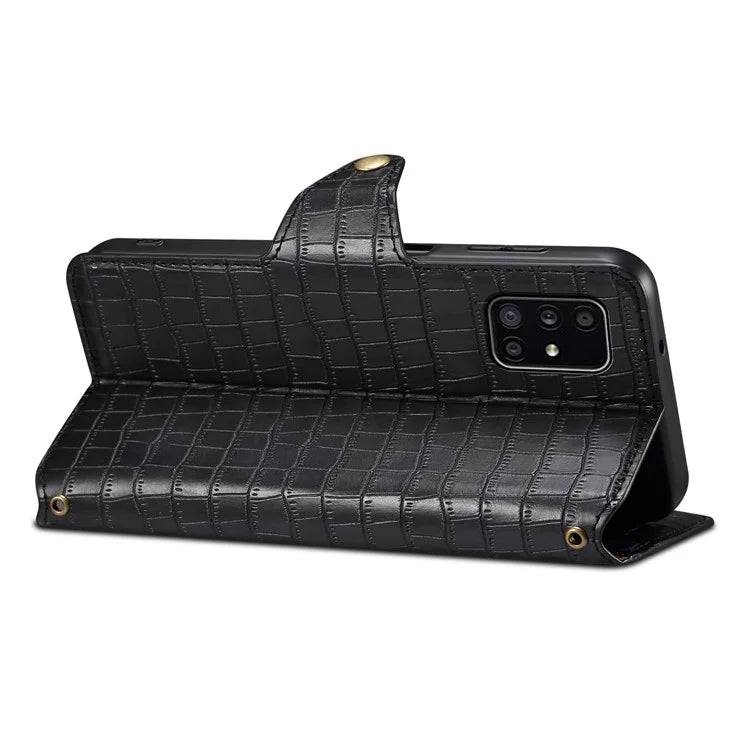 For Samsung Galaxy A51 4G SM-A515 Wallet Case PU Leather Crocodile Texture Phone Cover