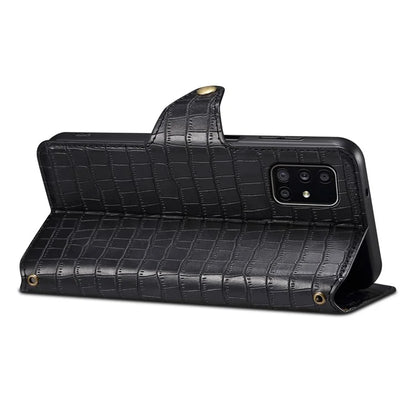 For Samsung Galaxy A51 4G SM-A515 Wallet Case PU Leather Crocodile Texture Phone Cover