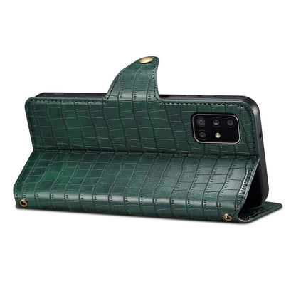 For Samsung Galaxy A51 4G SM-A515 Wallet Case PU Leather Crocodile Texture Phone Cover