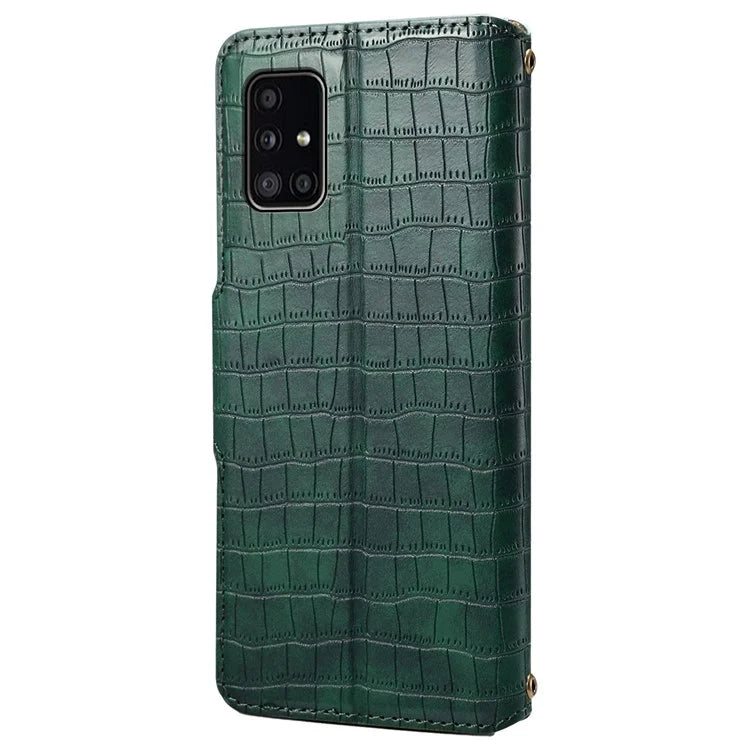 For Samsung Galaxy A51 4G SM-A515 Wallet Case PU Leather Crocodile Texture Phone Cover