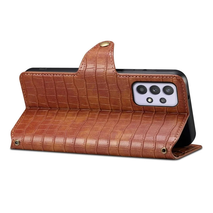 For Samsung Galaxy A32 5G / M32 5G Wallet Phone Case with Stand Crocodile Texture Leather Cover