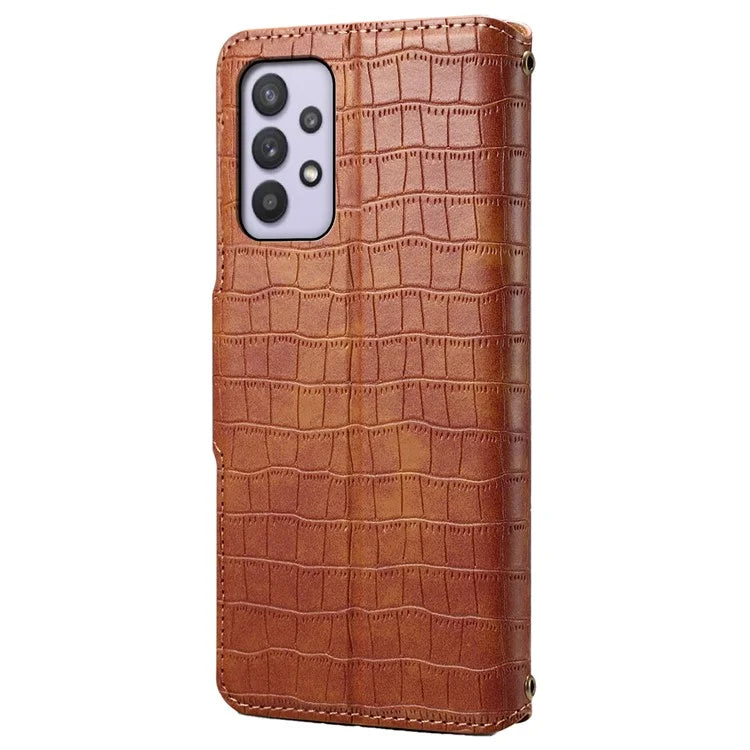 For Samsung Galaxy A32 5G / M32 5G Wallet Phone Case with Stand Crocodile Texture Leather Cover