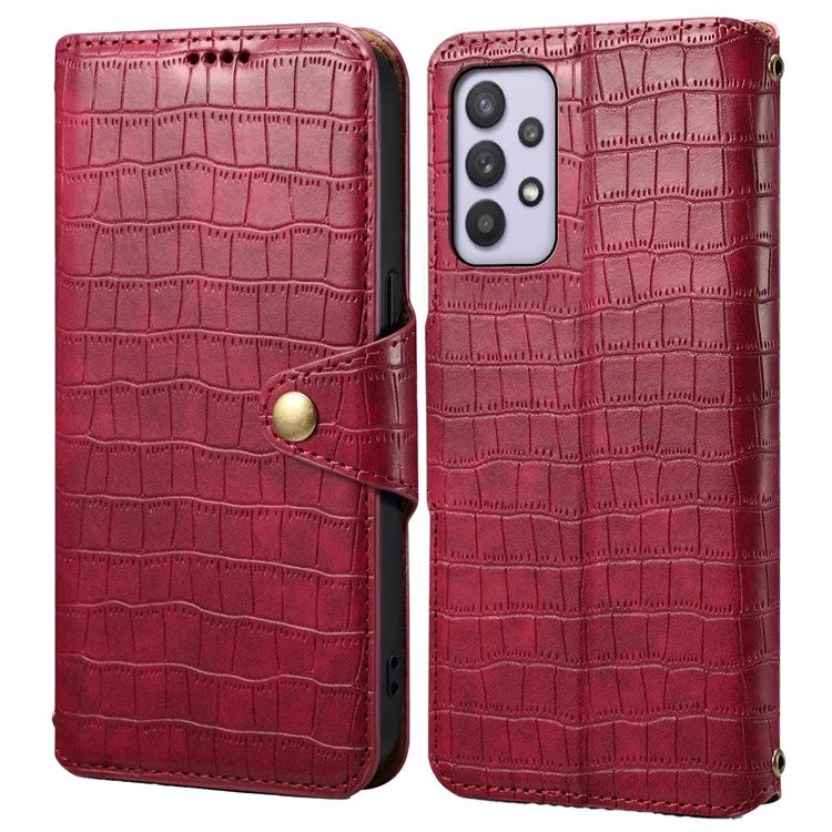 For Samsung Galaxy A32 5G / M32 5G Wallet Phone Case with Stand Crocodile Texture Leather Cover
