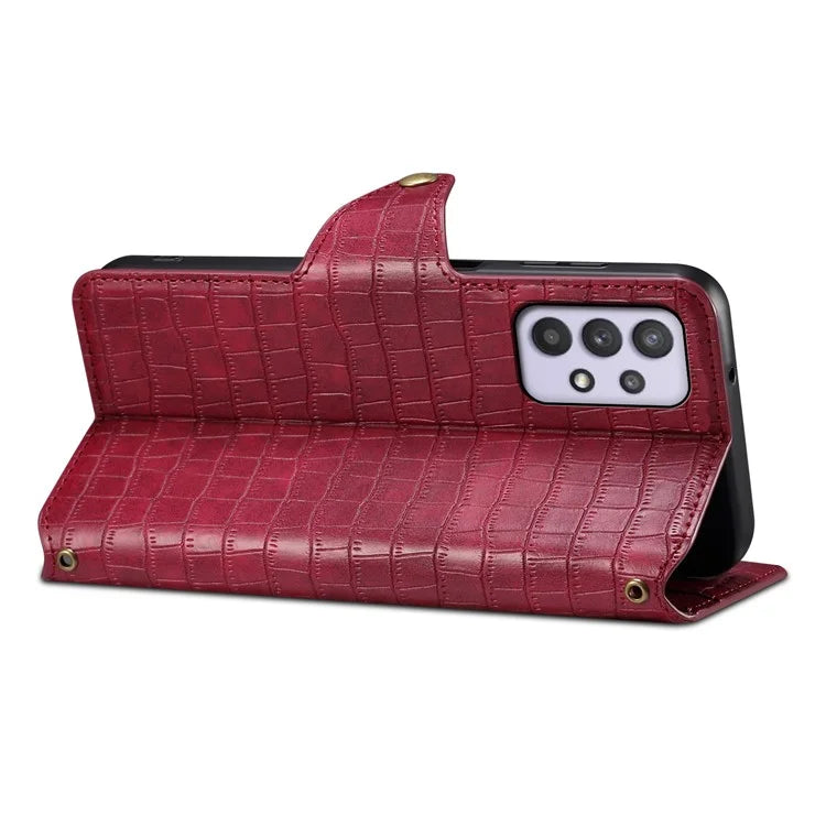 For Samsung Galaxy A32 5G / M32 5G Wallet Phone Case with Stand Crocodile Texture Leather Cover