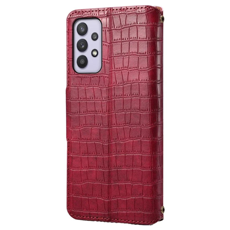 For Samsung Galaxy A32 5G / M32 5G Wallet Phone Case with Stand Crocodile Texture Leather Cover