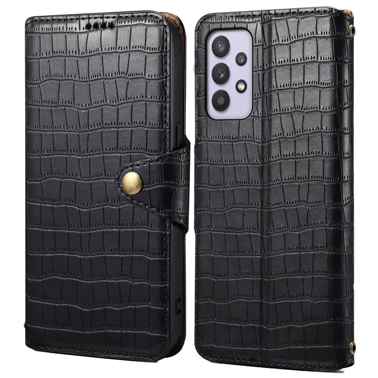 For Samsung Galaxy A32 5G / M32 5G Wallet Phone Case with Stand Crocodile Texture Leather Cover