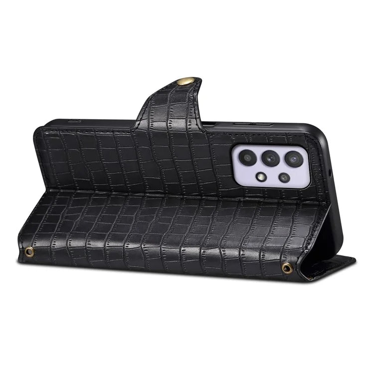 For Samsung Galaxy A32 5G / M32 5G Wallet Phone Case with Stand Crocodile Texture Leather Cover