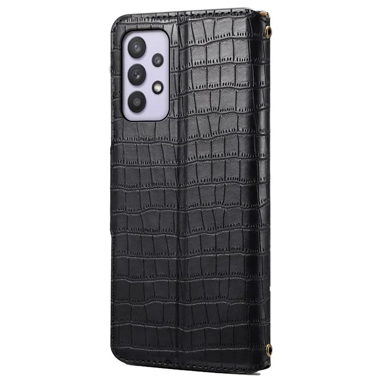 For Samsung Galaxy A32 5G / M32 5G Wallet Phone Case with Stand Crocodile Texture Leather Cover