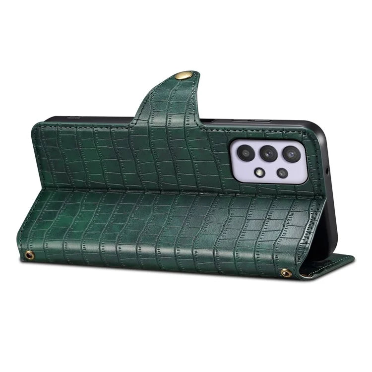 For Samsung Galaxy A32 5G / M32 5G Wallet Phone Case with Stand Crocodile Texture Leather Cover