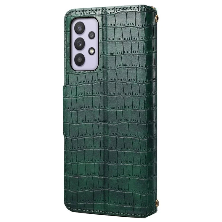 For Samsung Galaxy A32 5G / M32 5G Wallet Phone Case with Stand Crocodile Texture Leather Cover