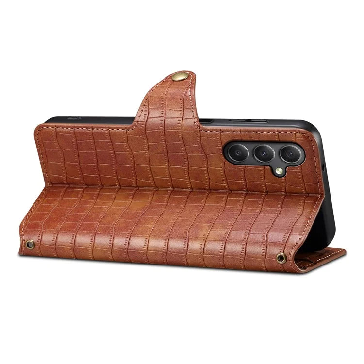 For Samsung Galaxy A34 5G Case Crocodile Texture Leather Stand Folio Smartphone Cover