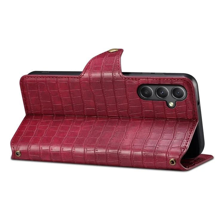 For Samsung Galaxy A34 5G Case Crocodile Texture Leather Stand Folio Smartphone Cover