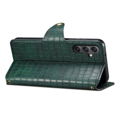 For Samsung Galaxy A34 5G Case Crocodile Texture Leather Stand Folio Smartphone Cover