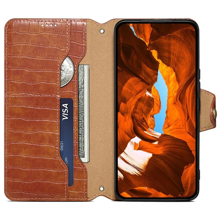 For Samsung Galaxy A22 5G (EU Version) Case Crocodile Texture Wallet Leather Phone Cover