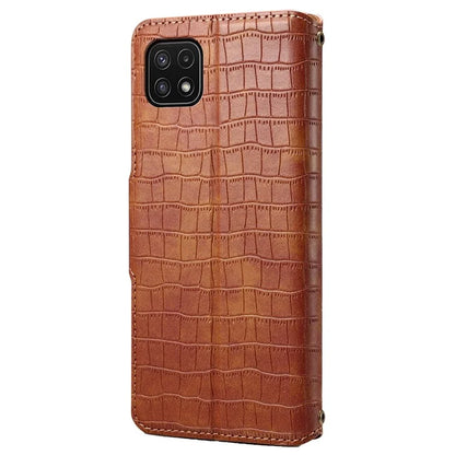 For Samsung Galaxy A22 5G (EU Version) Case Crocodile Texture Wallet Leather Phone Cover