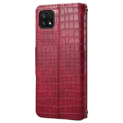 For Samsung Galaxy A22 5G (EU Version) Case Crocodile Texture Wallet Leather Phone Cover