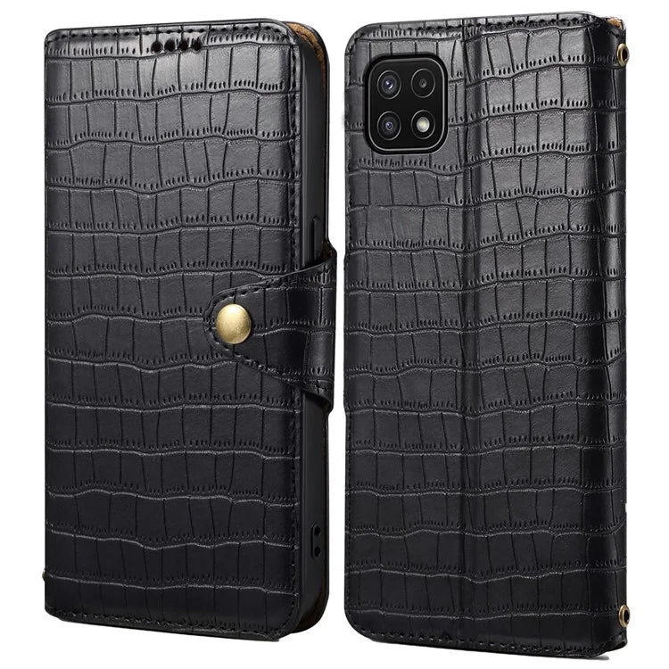 For Samsung Galaxy A22 5G (EU Version) Case Crocodile Texture Wallet Leather Phone Cover