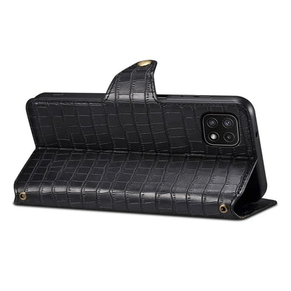 For Samsung Galaxy A22 5G (EU Version) Case Crocodile Texture Wallet Leather Phone Cover