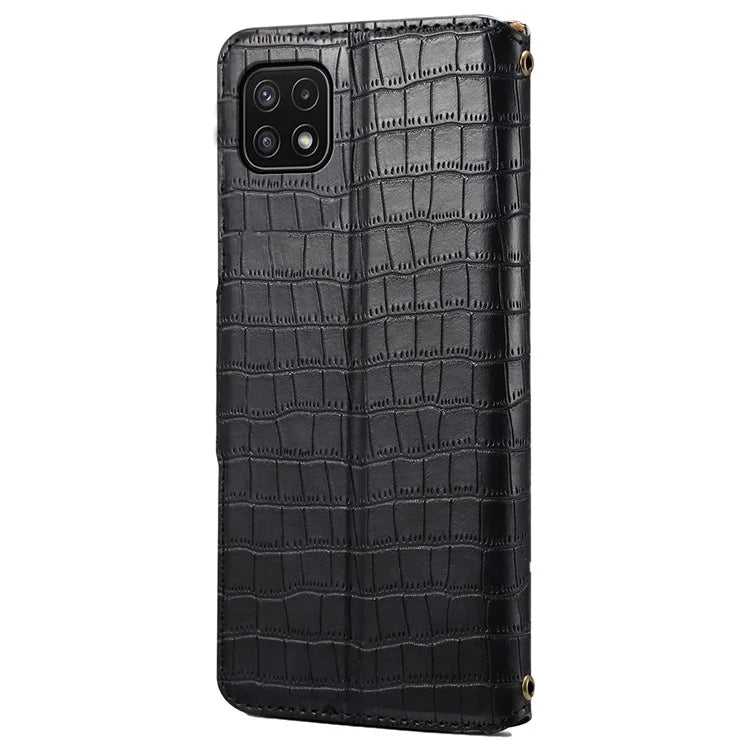 For Samsung Galaxy A22 5G (EU Version) Case Crocodile Texture Wallet Leather Phone Cover