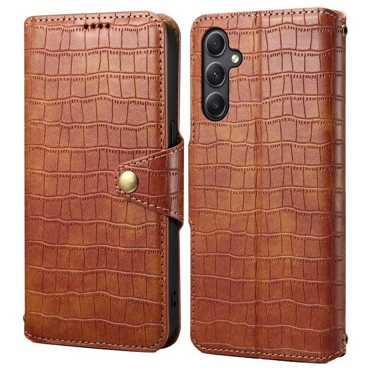 For Samsung Galaxy A24 4G (162.1 x 77.6 x 8.3mm) Wallet Case Leather Crocodile Texture Phone Cover