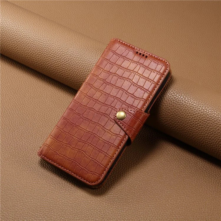 For Samsung Galaxy A24 4G (162.1 x 77.6 x 8.3mm) Wallet Case Leather Crocodile Texture Phone Cover