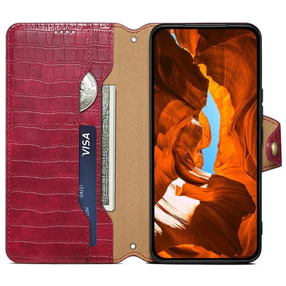 For Samsung Galaxy A24 4G (162.1 x 77.6 x 8.3mm) Wallet Case Leather Crocodile Texture Phone Cover