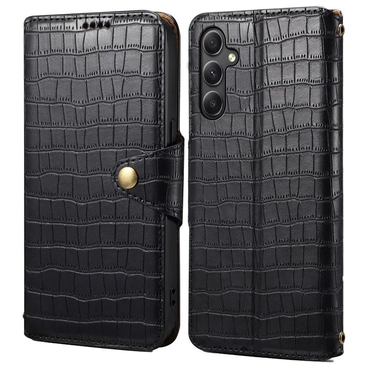 For Samsung Galaxy A24 4G (162.1 x 77.6 x 8.3mm) Wallet Case Leather Crocodile Texture Phone Cover